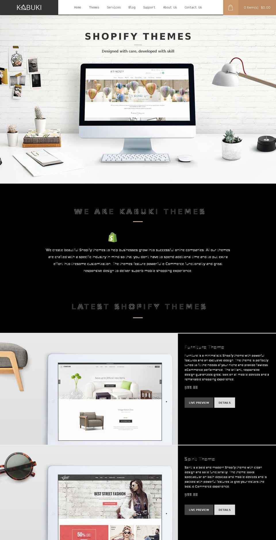 kabukithemes.com shopify website screenshot
