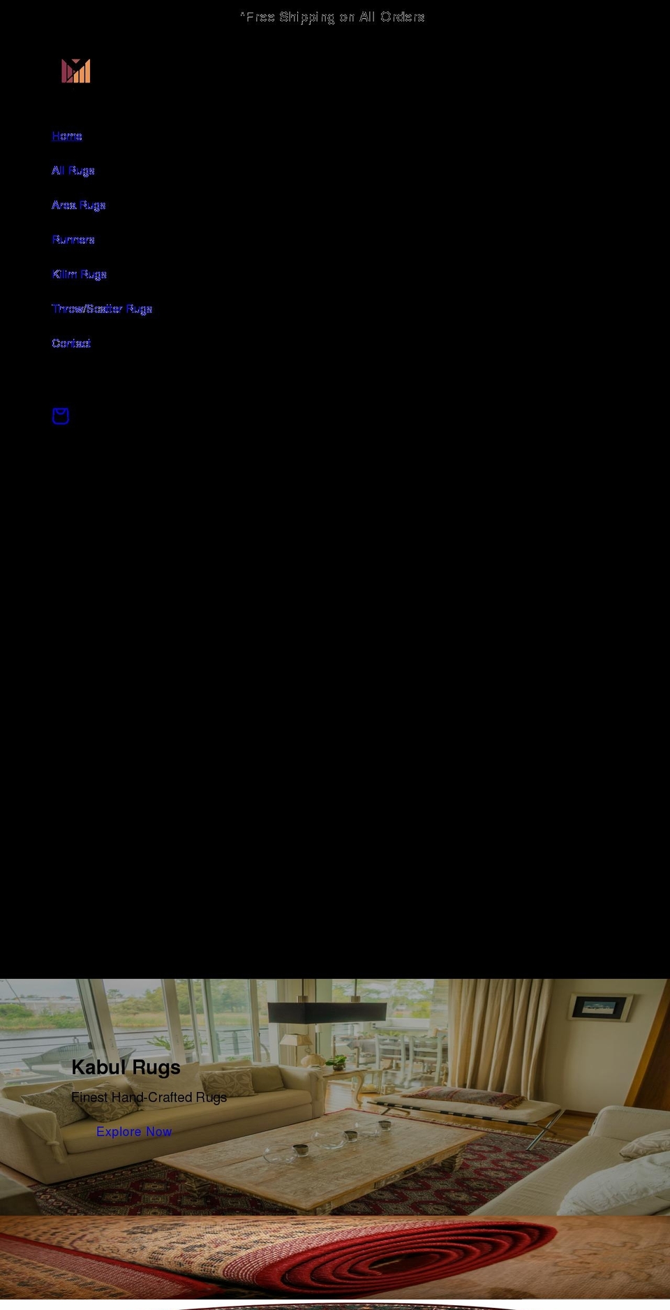 kabulrugs.com shopify website screenshot