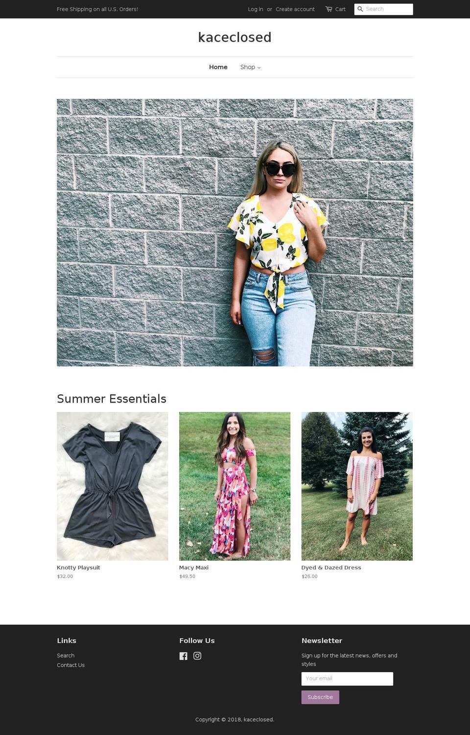 kaceclosed.com — Shopify storefront screenshot
