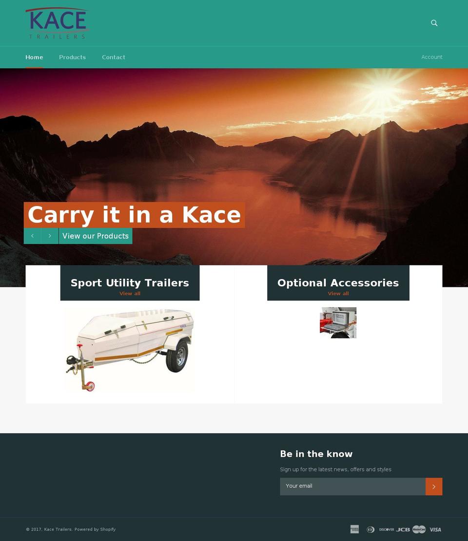 kacetrailers.info shopify website screenshot