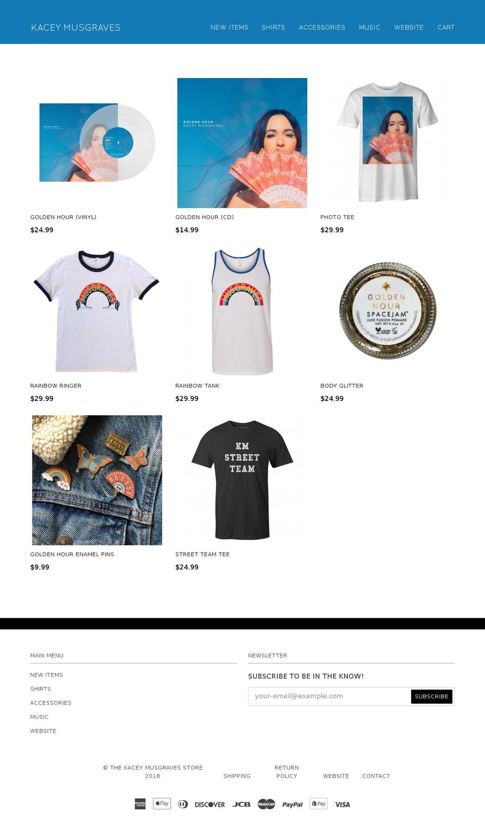 kaceymusgraves.store shopify website screenshot