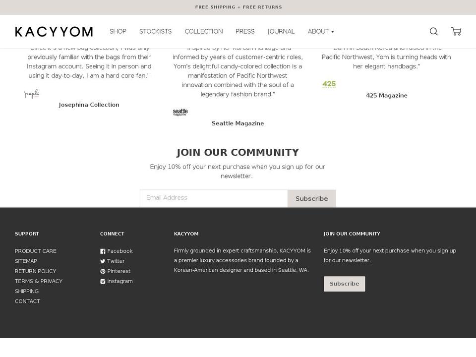 kacyyom.com — Shopify storefront screenshot