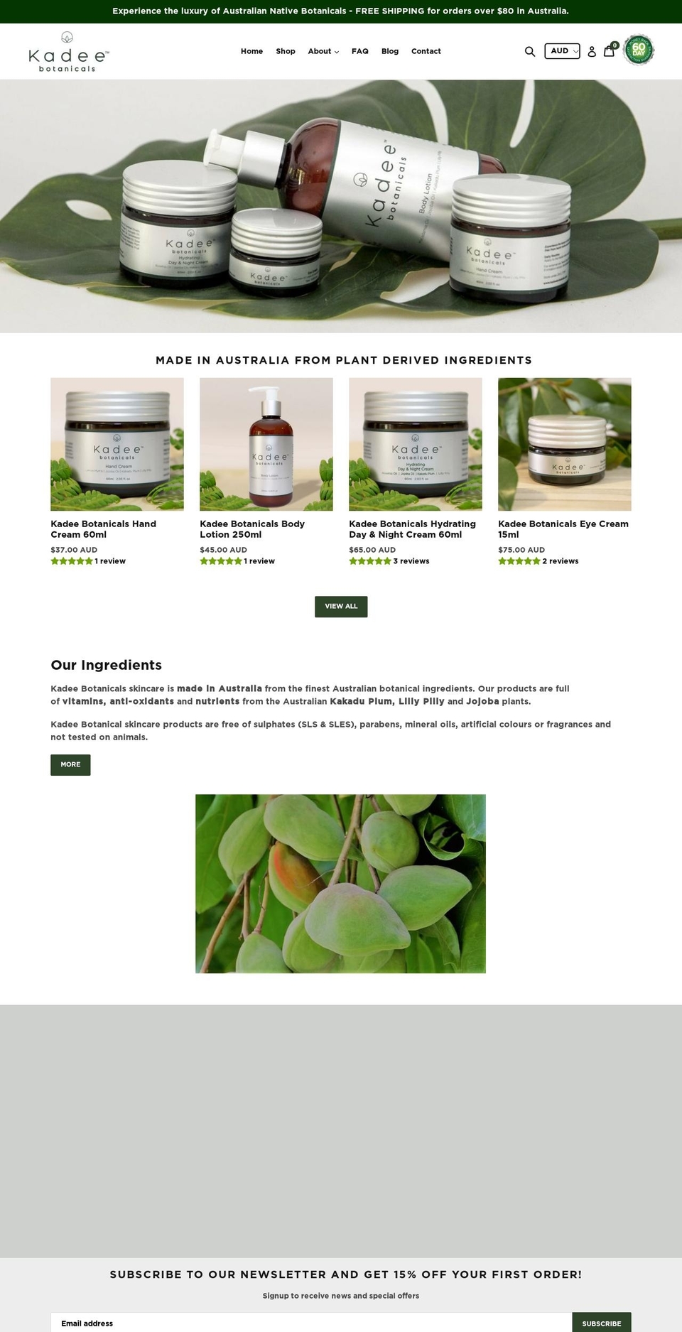 kadeebotanicals.com — Shopify storefront screenshot