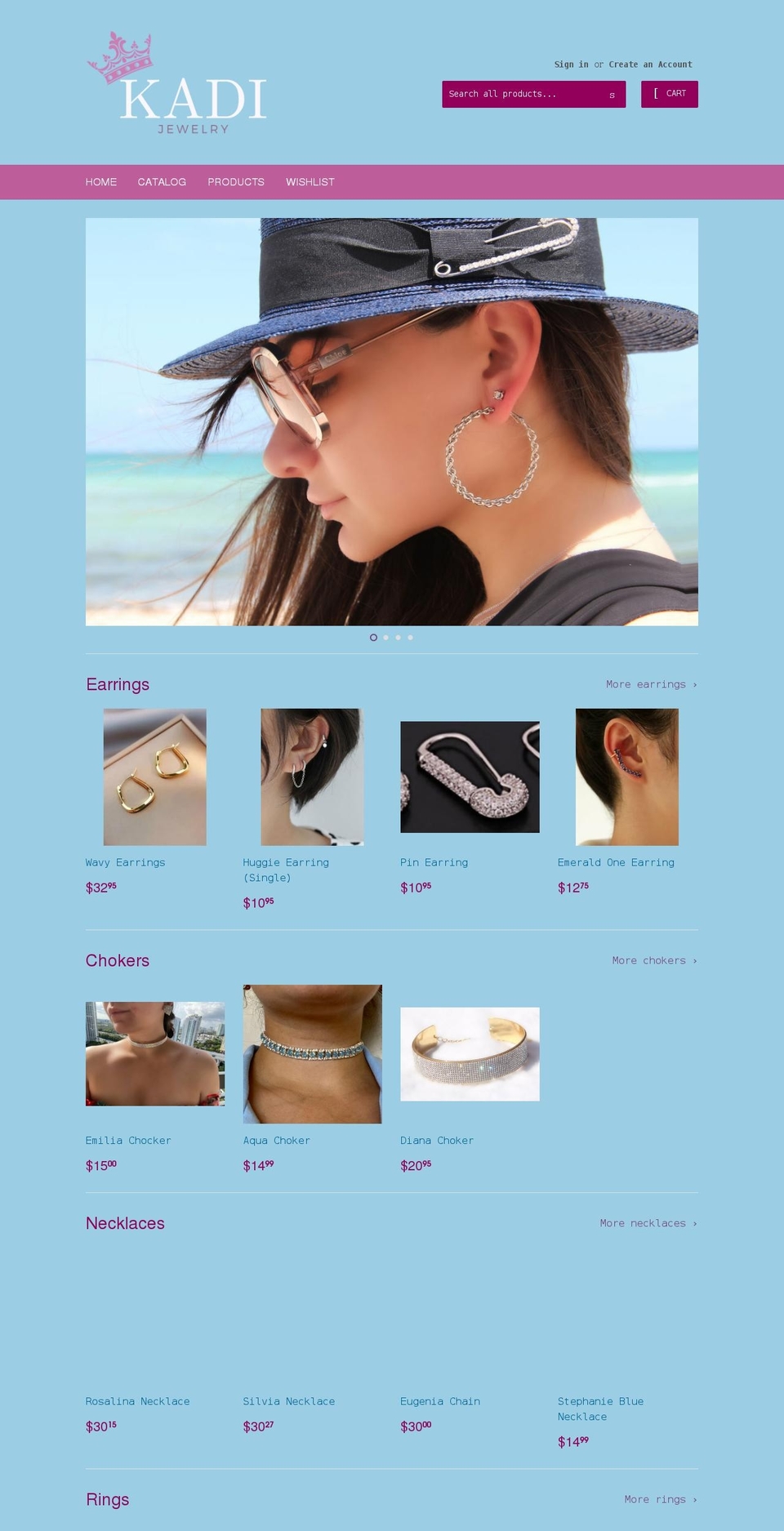 kadijewelry.com shopify website screenshot