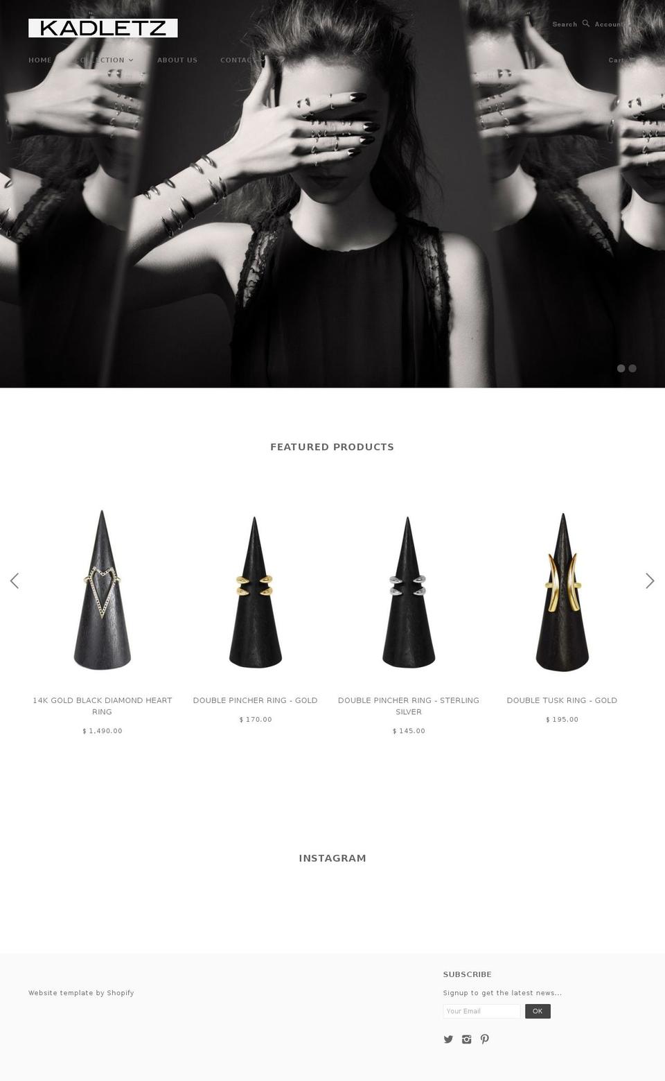 kadletzcollection.com shopify website screenshot