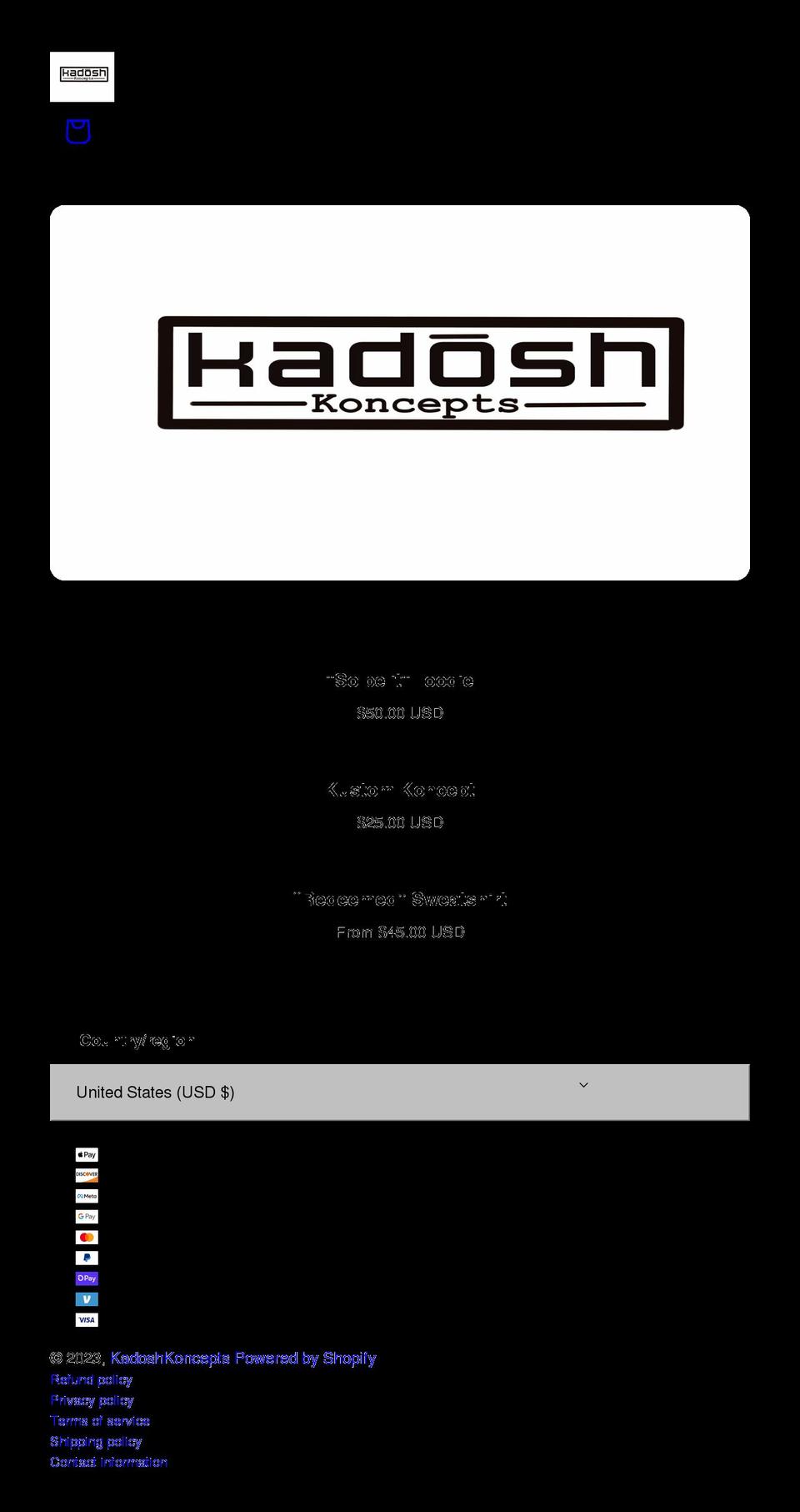 kadoshkoncepts.com shopify website screenshot