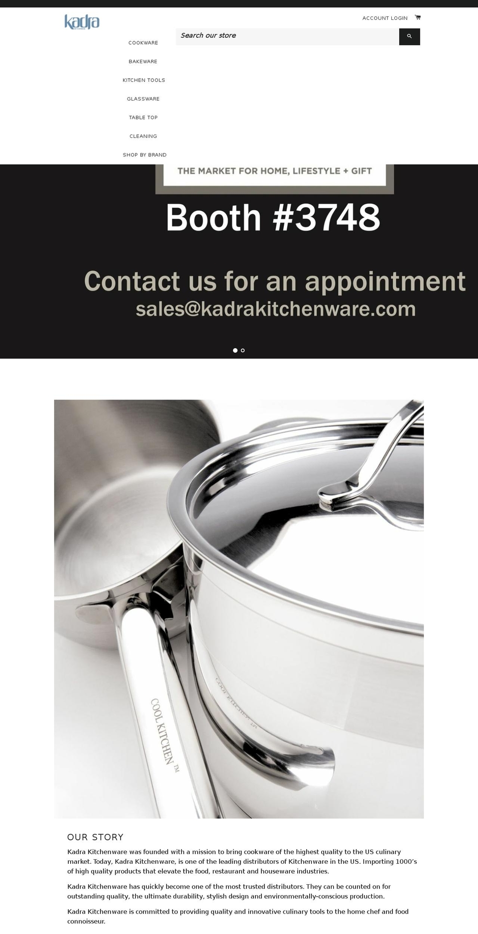 kadrakitchenware.com shopify website screenshot