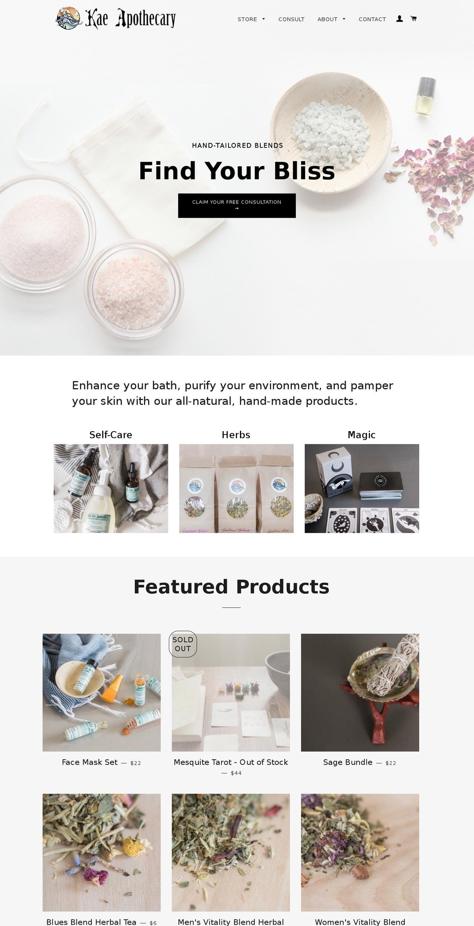 kaeapothecary.com — Shopify storefront screenshot