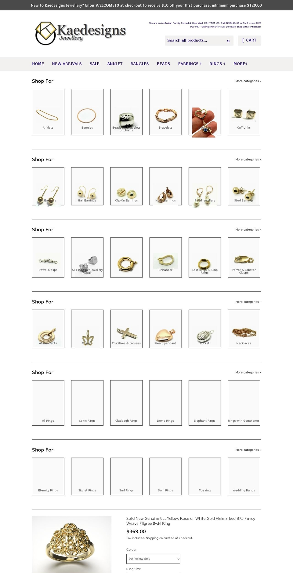 kaedesigns.com.au shopify website screenshot