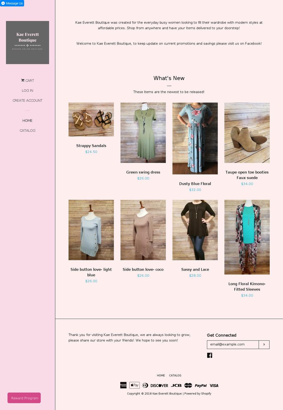 kaeeverettboutique.com — Shopify storefront screenshot