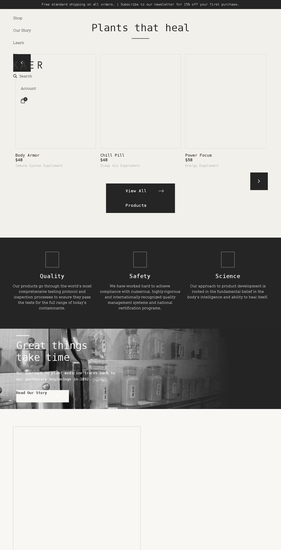 kaernaturals.com shopify website screenshot