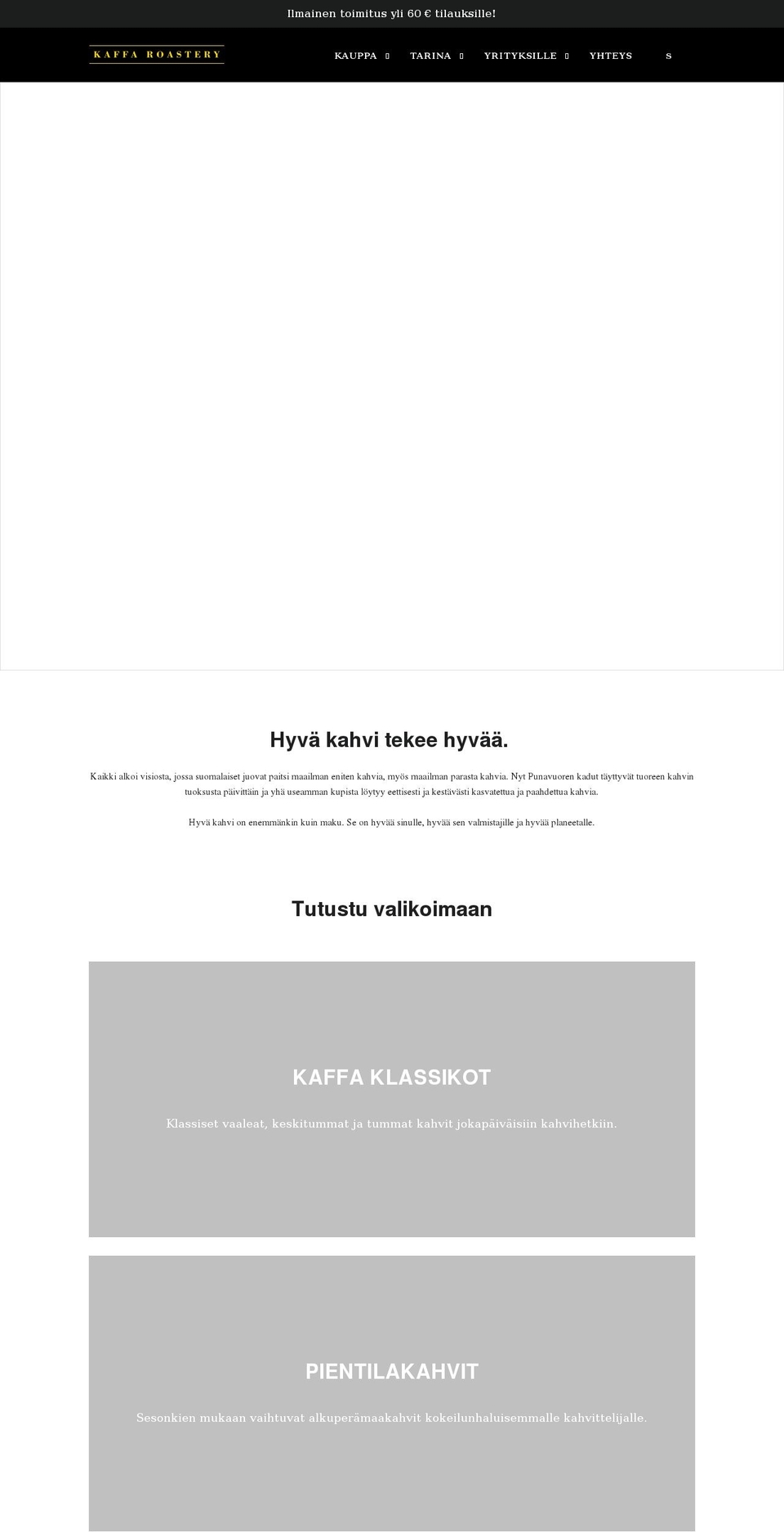 kaffaroastery.fi shopify website screenshot