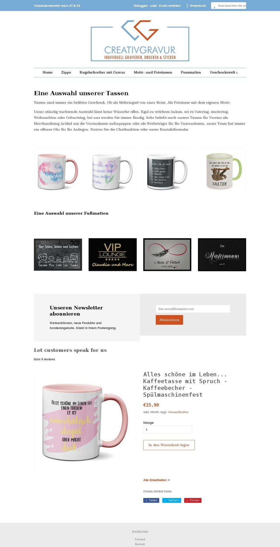 kaffeetasse.de shopify website screenshot