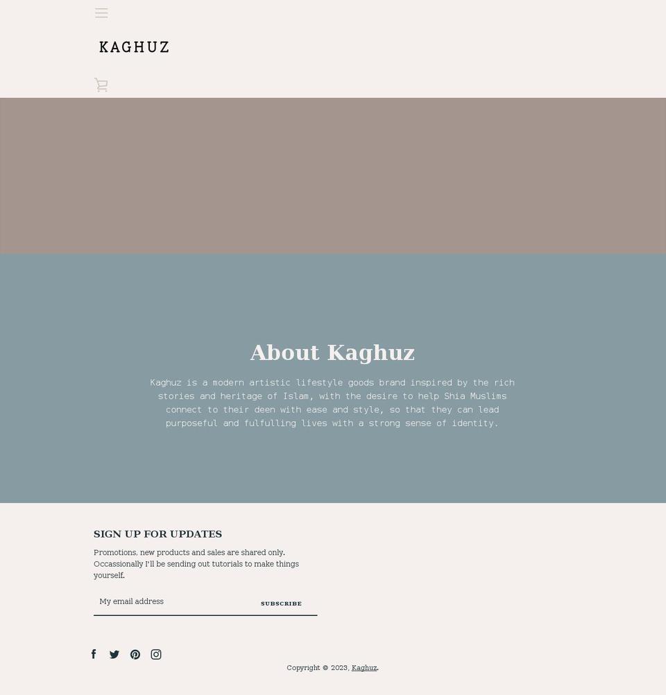 kaghuz.com shopify website screenshot