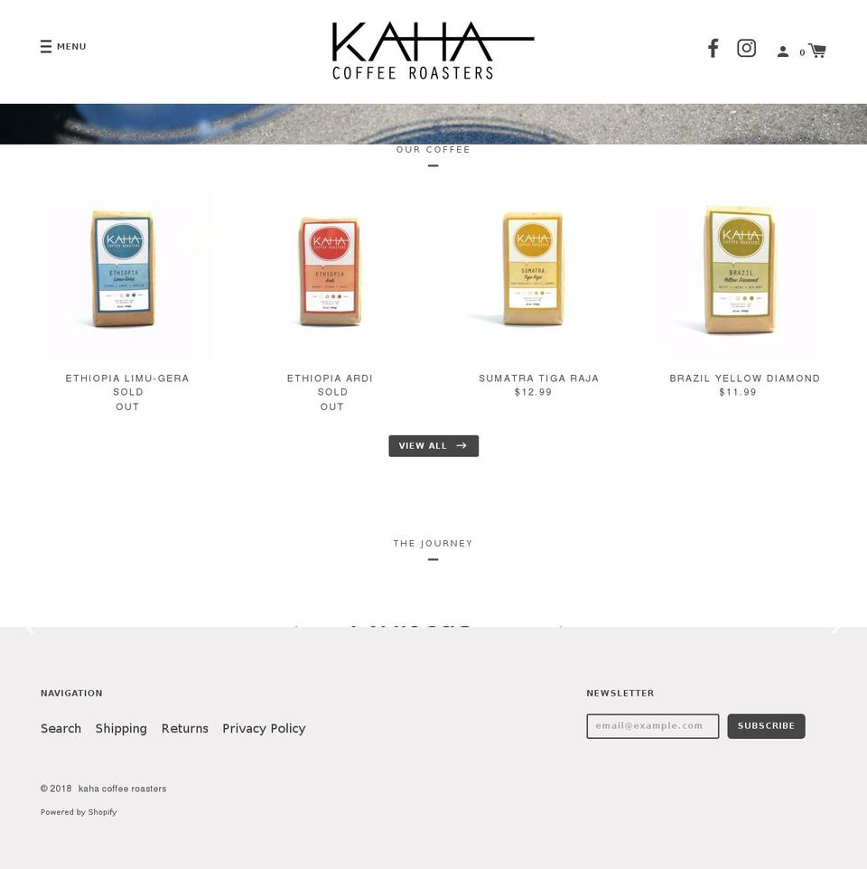 kahacoffee.com shopify website screenshot