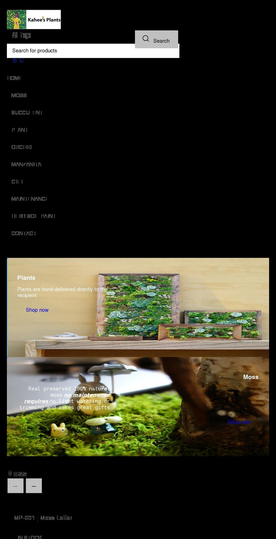 kaheesplants.com shopify website screenshot