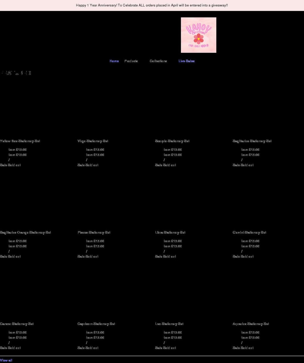 kahoycreations.com shopify website screenshot