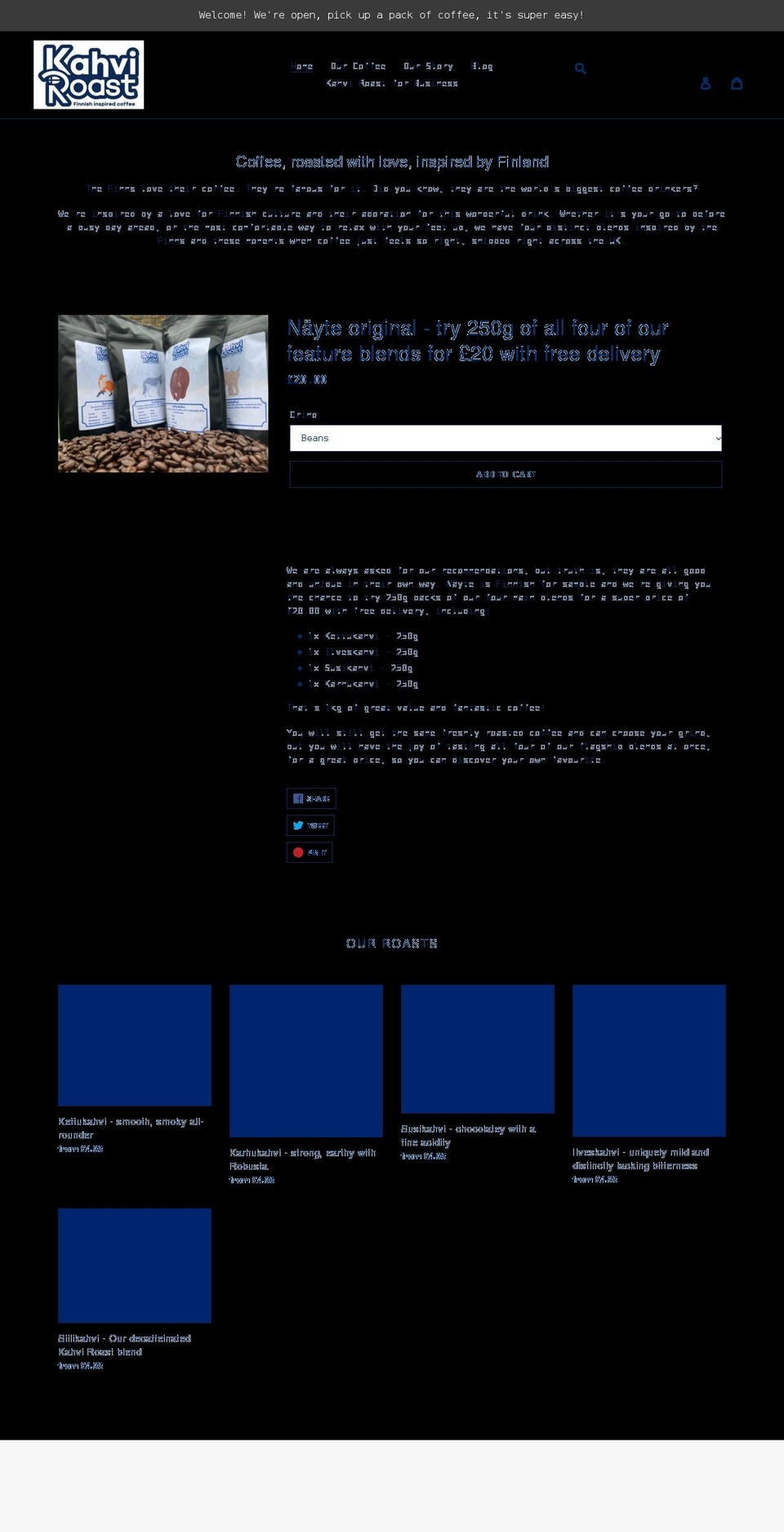 kahviroast.co.uk shopify website screenshot