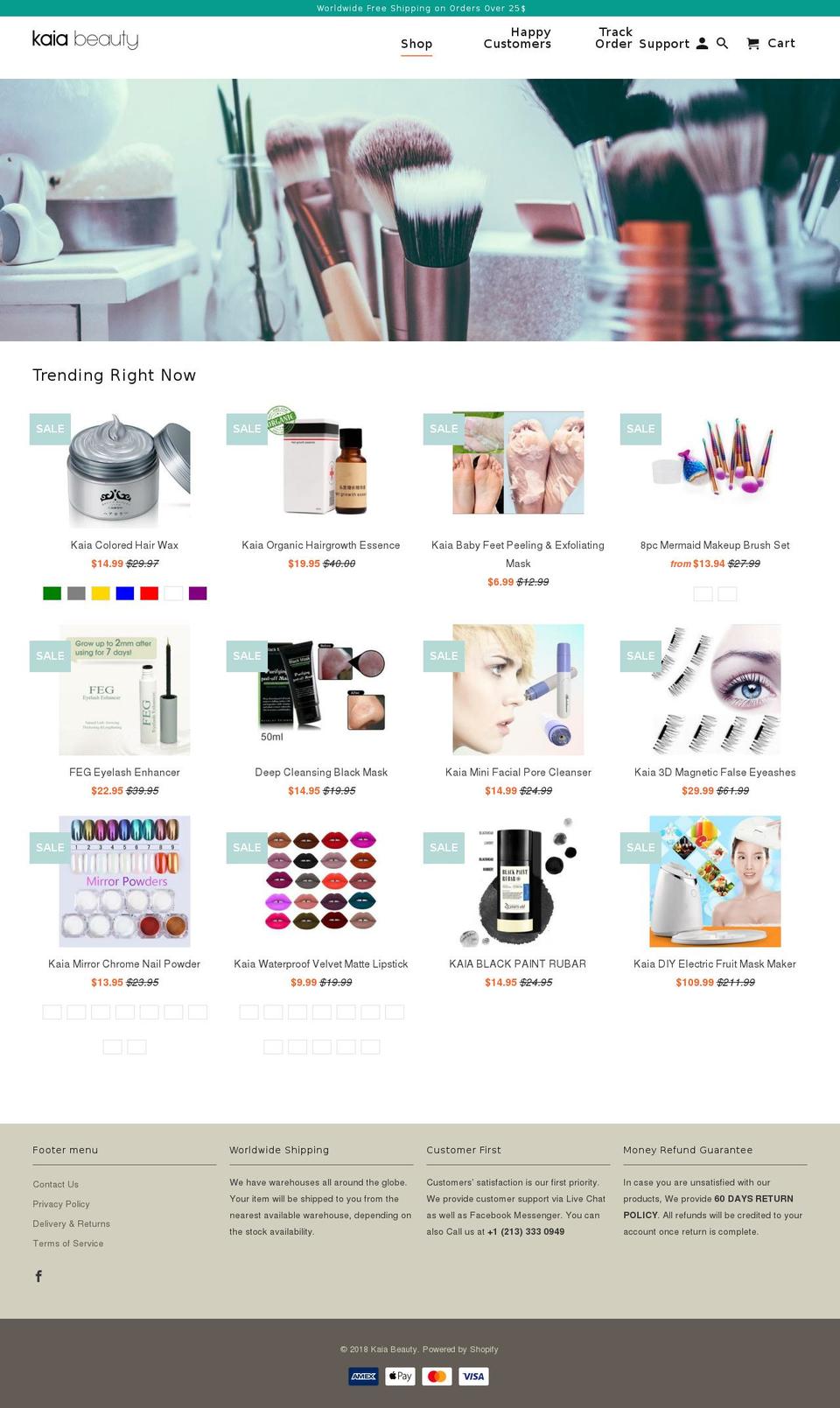 kaiabeauty.com shopify website screenshot