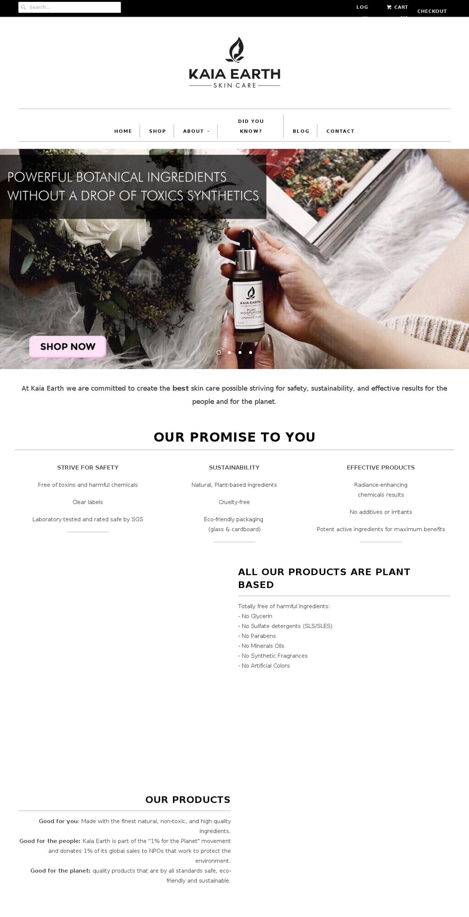 kaiaearth.com shopify website screenshot