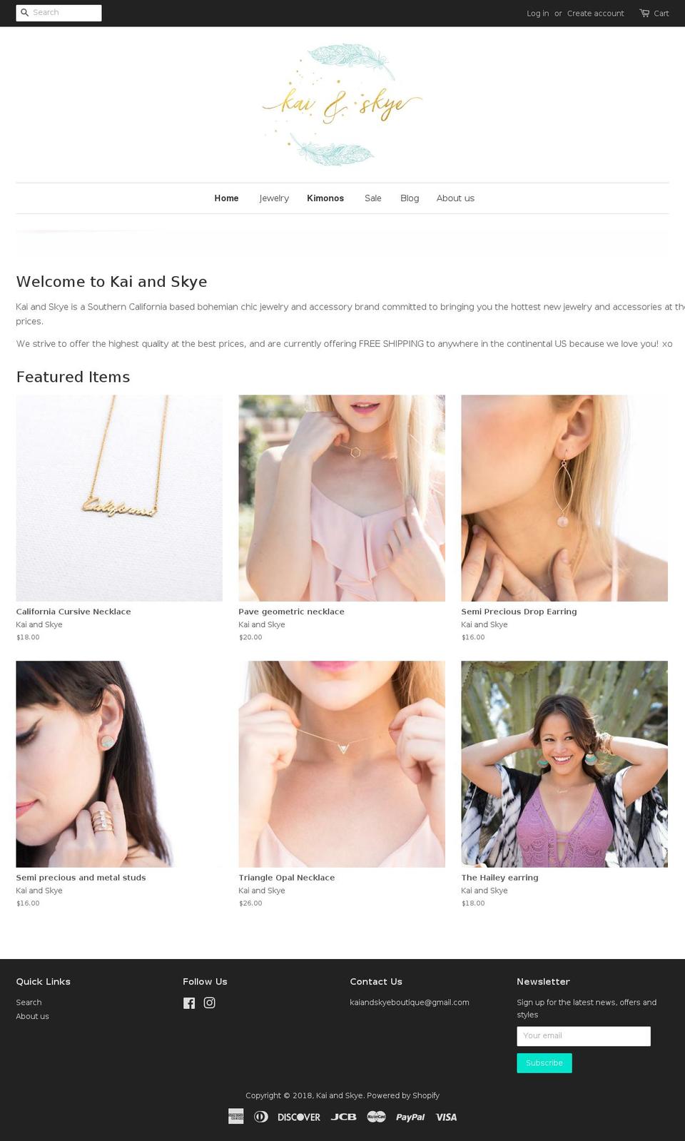 kaiandskye.com — Shopify storefront screenshot