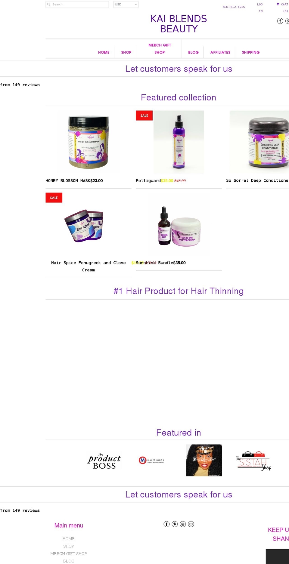 kaiblends.com shopify website screenshot