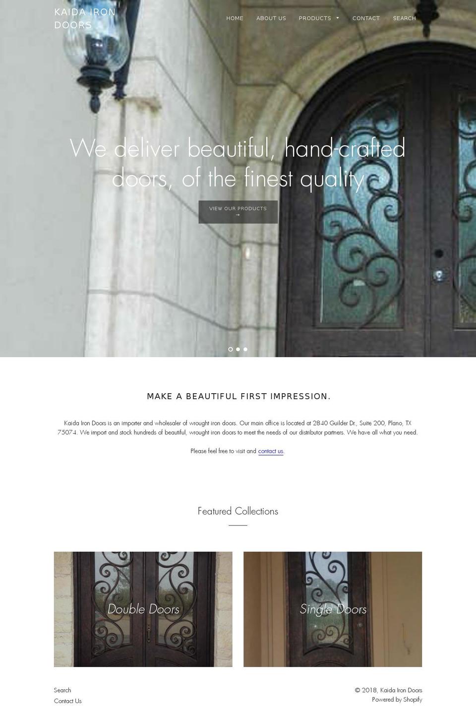 kaidairondoors.com — Shopify storefront screenshot