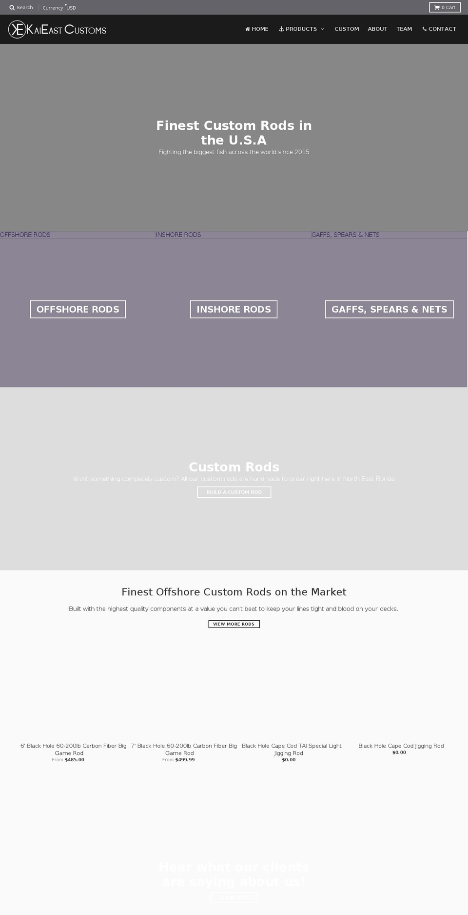 kaieastcustoms.com — Shopify storefront screenshot