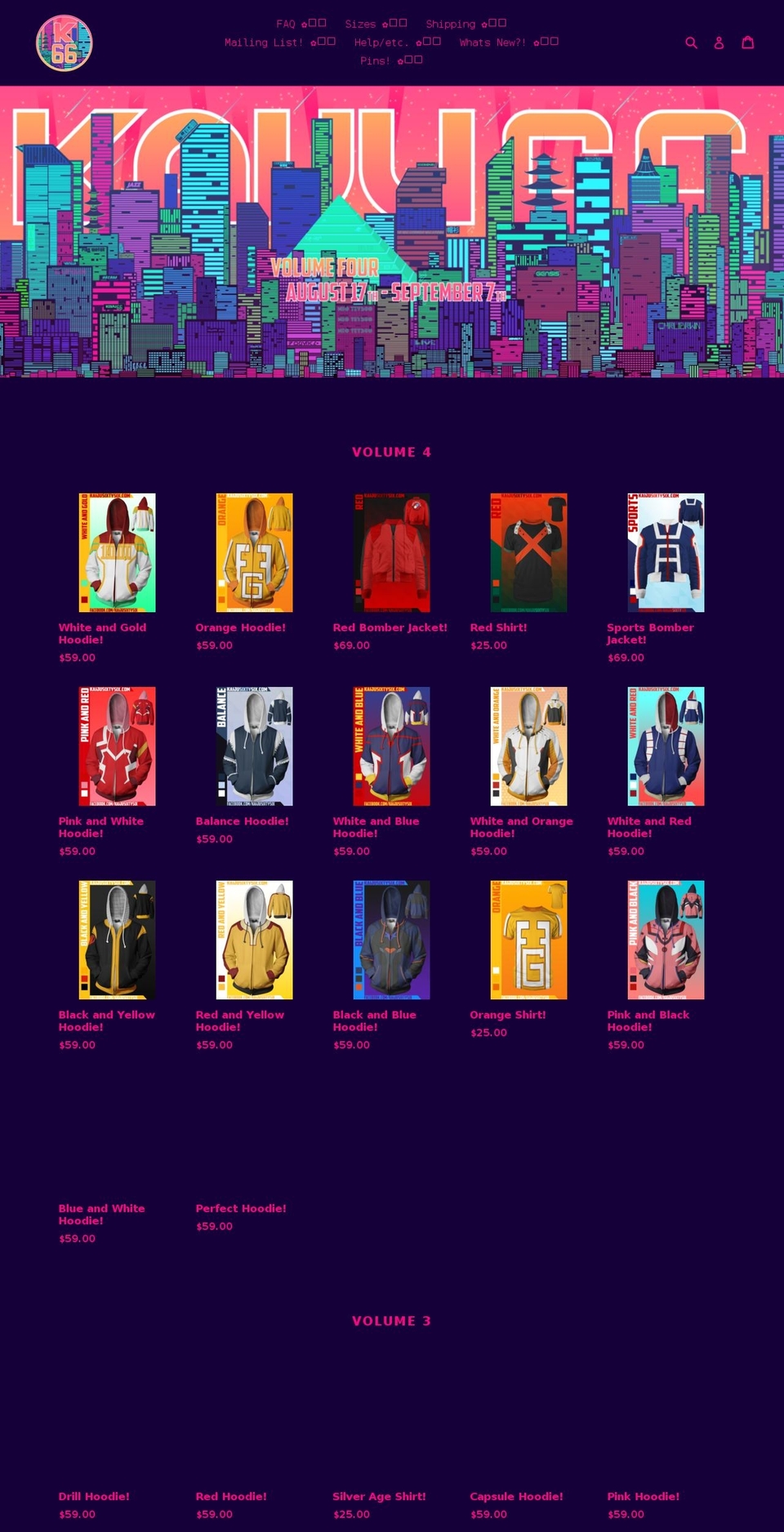 kaijusixtysix.com shopify website screenshot