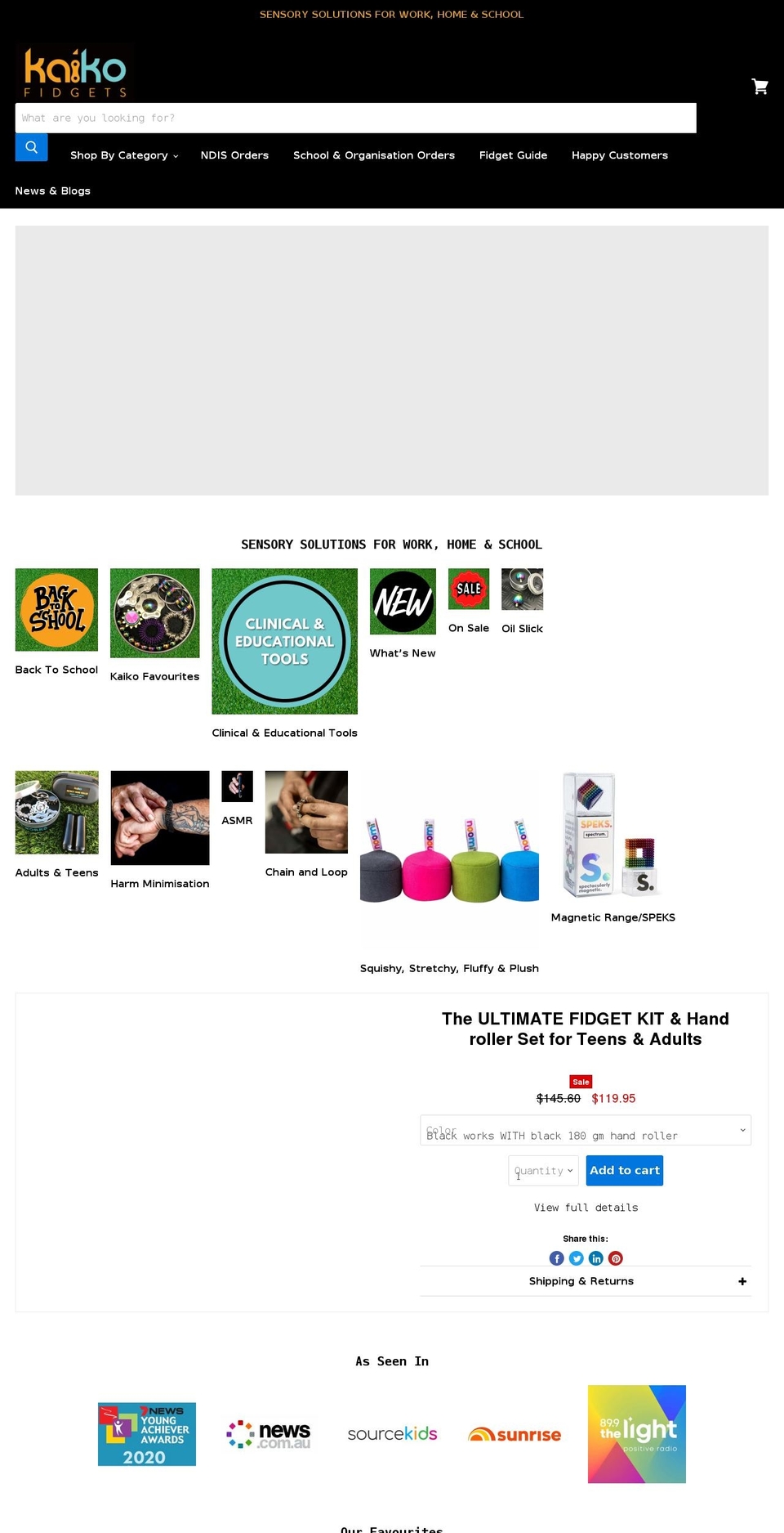 kaikofidgets.com — Shopify storefront screenshot