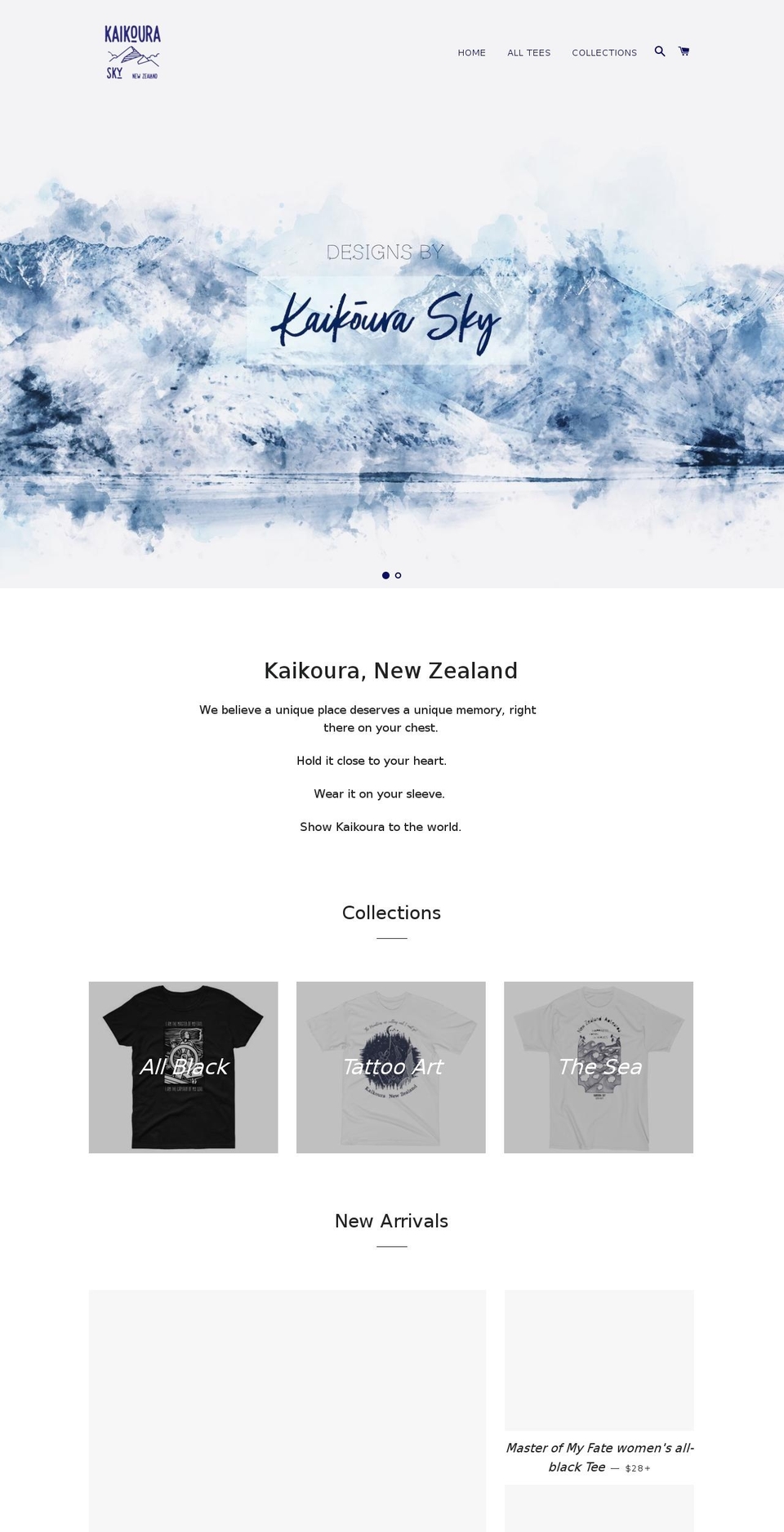 kaikourasky.com — Shopify storefront screenshot