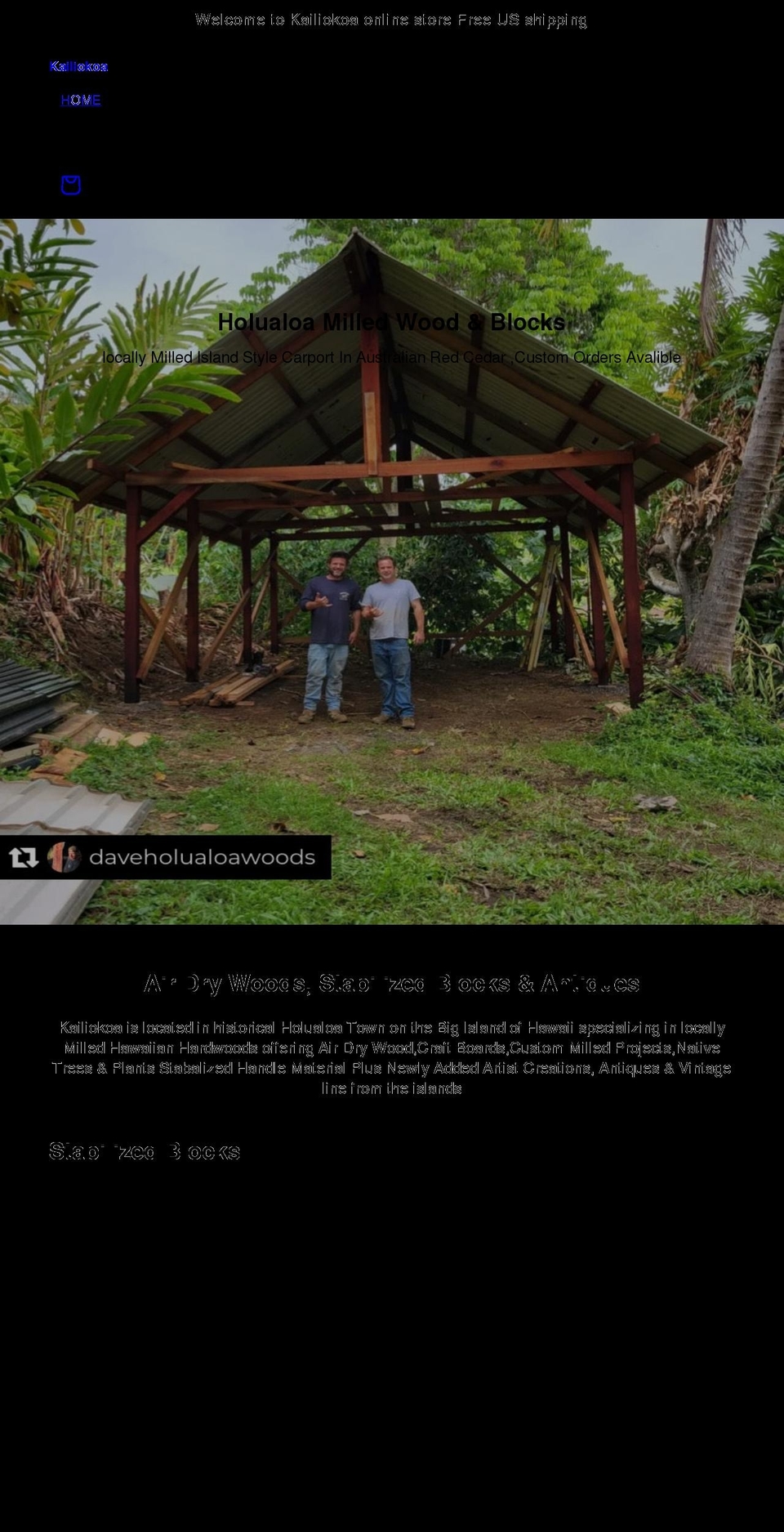 kailiokoa.com shopify website screenshot