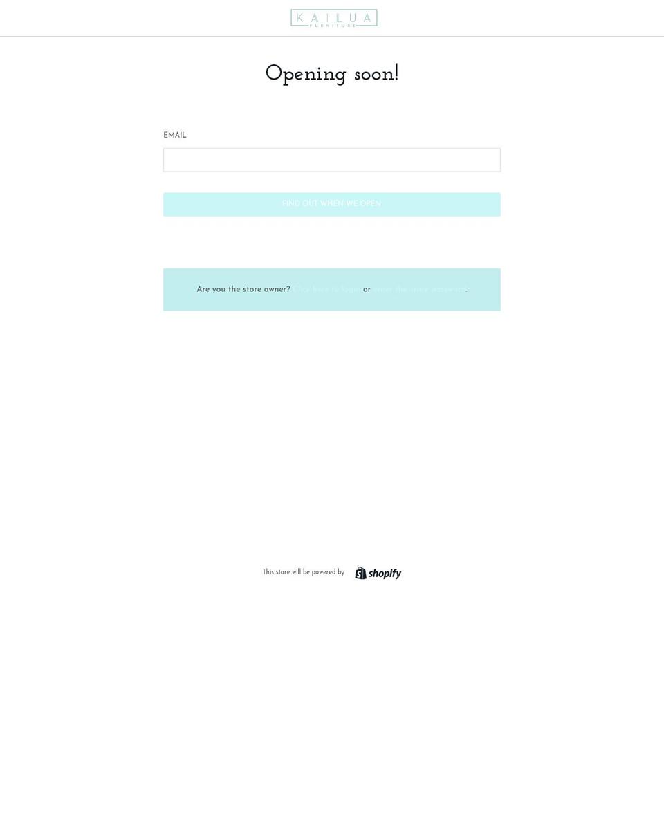 kailuafurniture.com — Shopify storefront screenshot