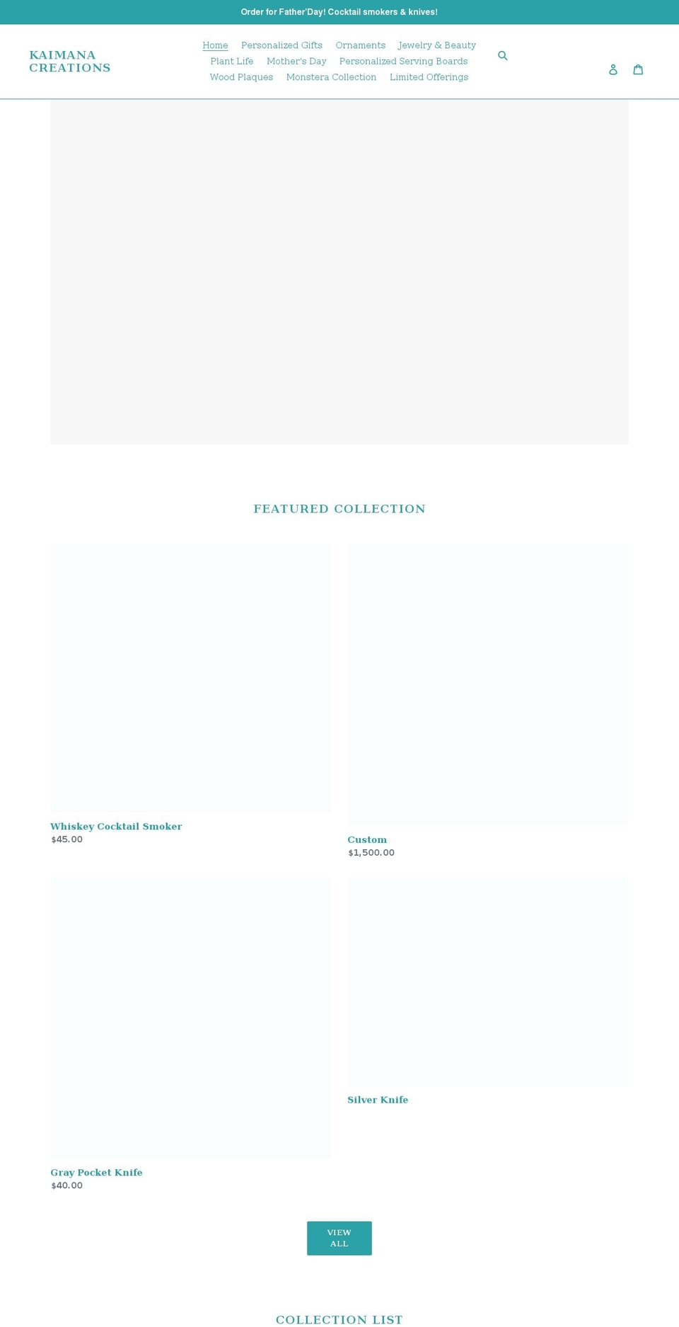 kaimanacreations.com shopify website screenshot