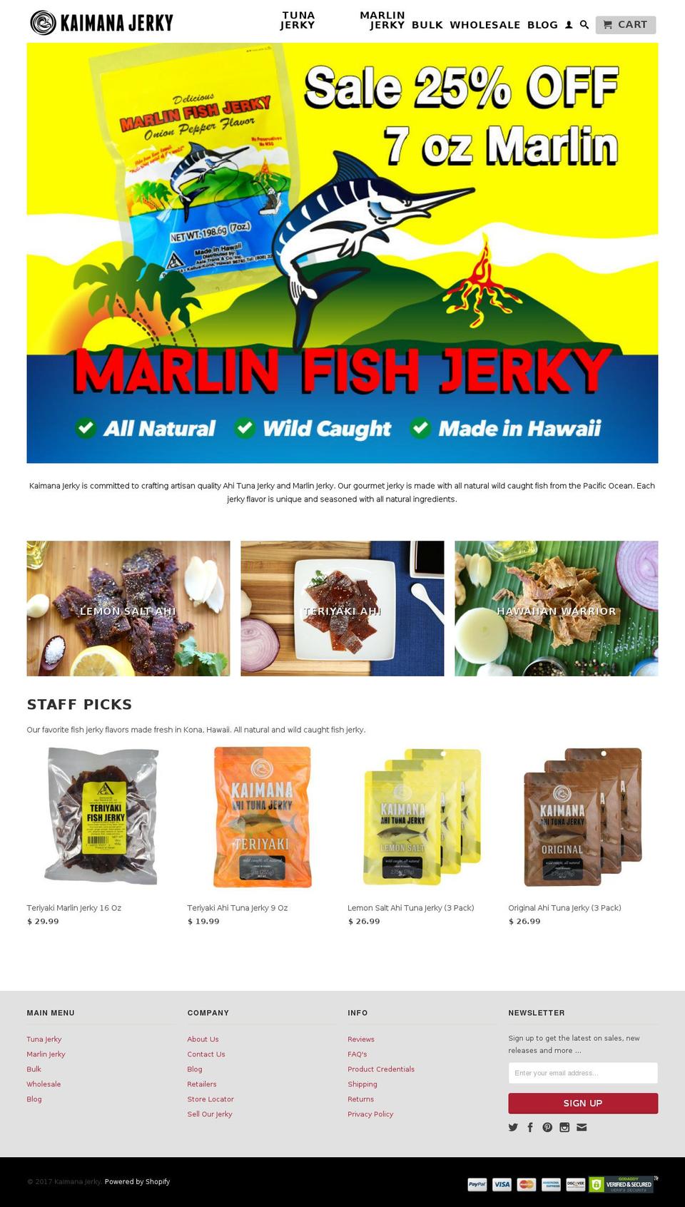 kaimanajerky.com shopify website screenshot