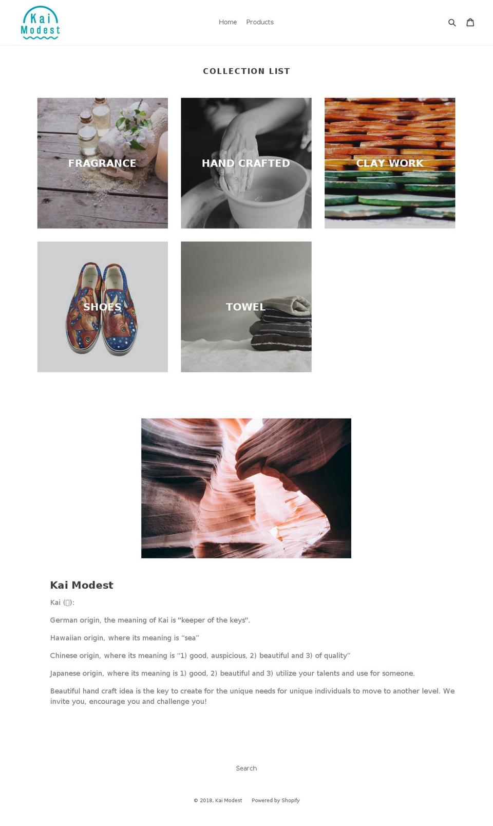 kaimodest.com — Shopify storefront screenshot