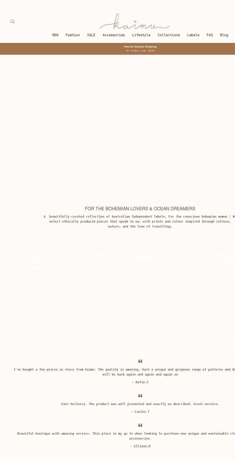 kaimu.com.au shopify website screenshot