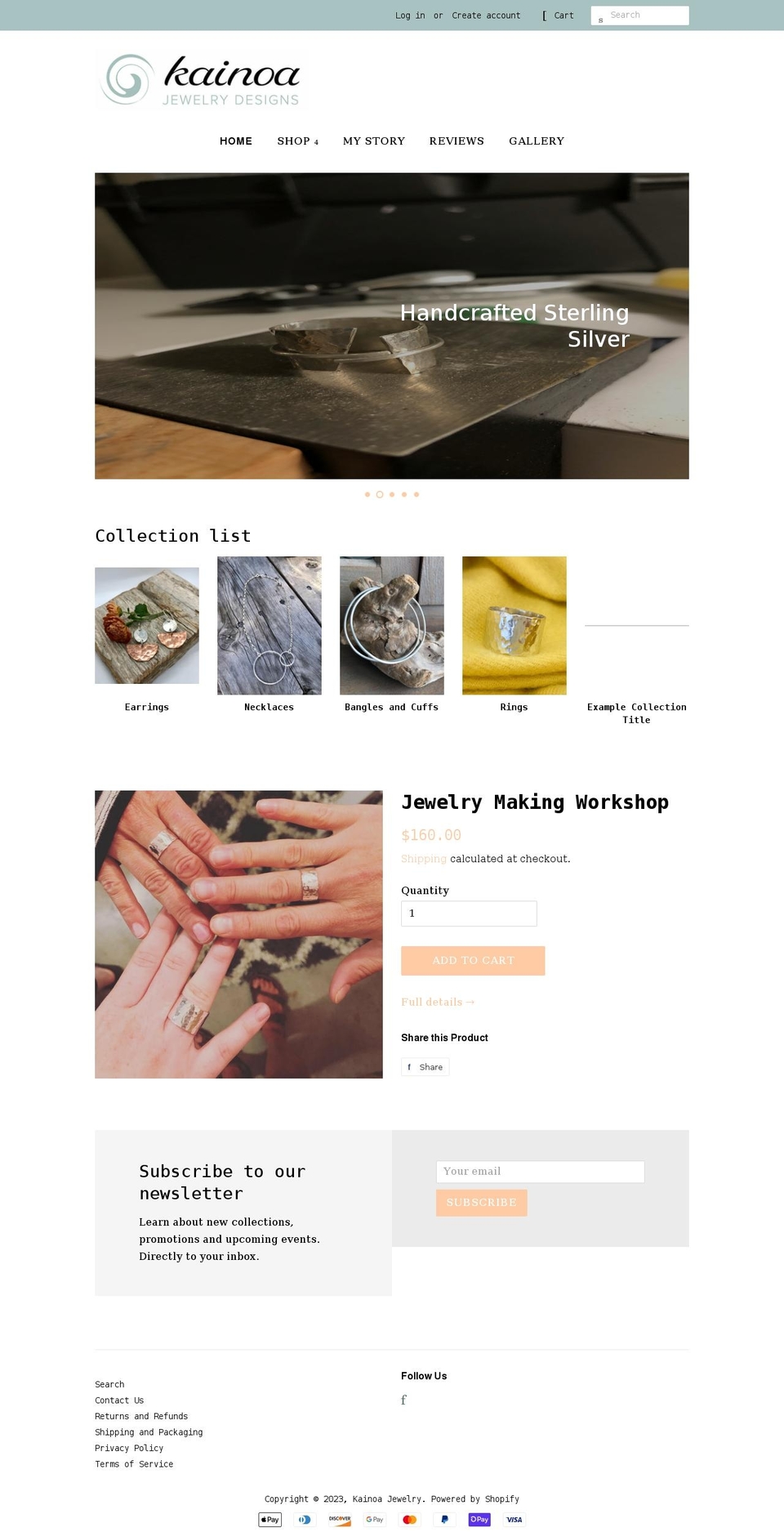 kainoajewelry.com shopify website screenshot