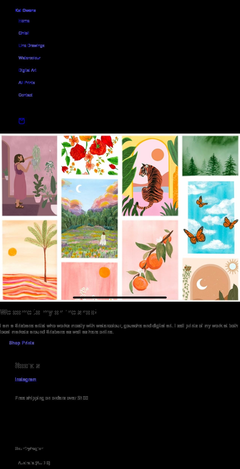 kaiowens.com shopify website screenshot