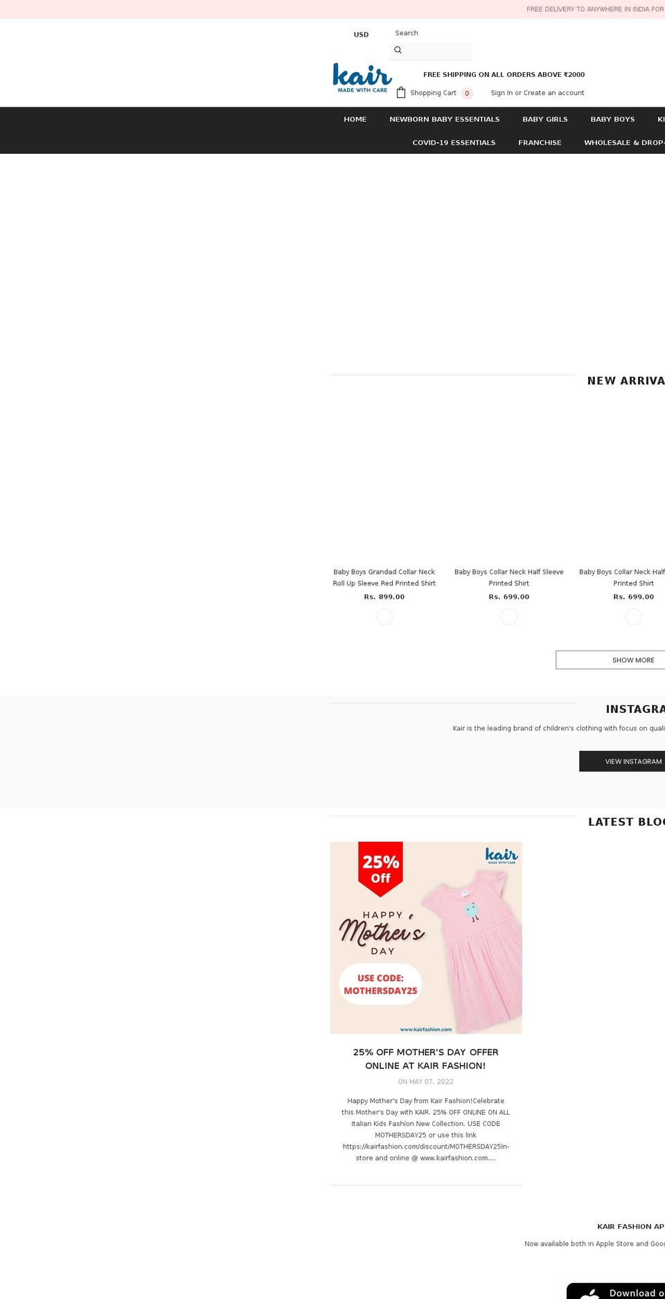 kairfashion.com shopify website screenshot