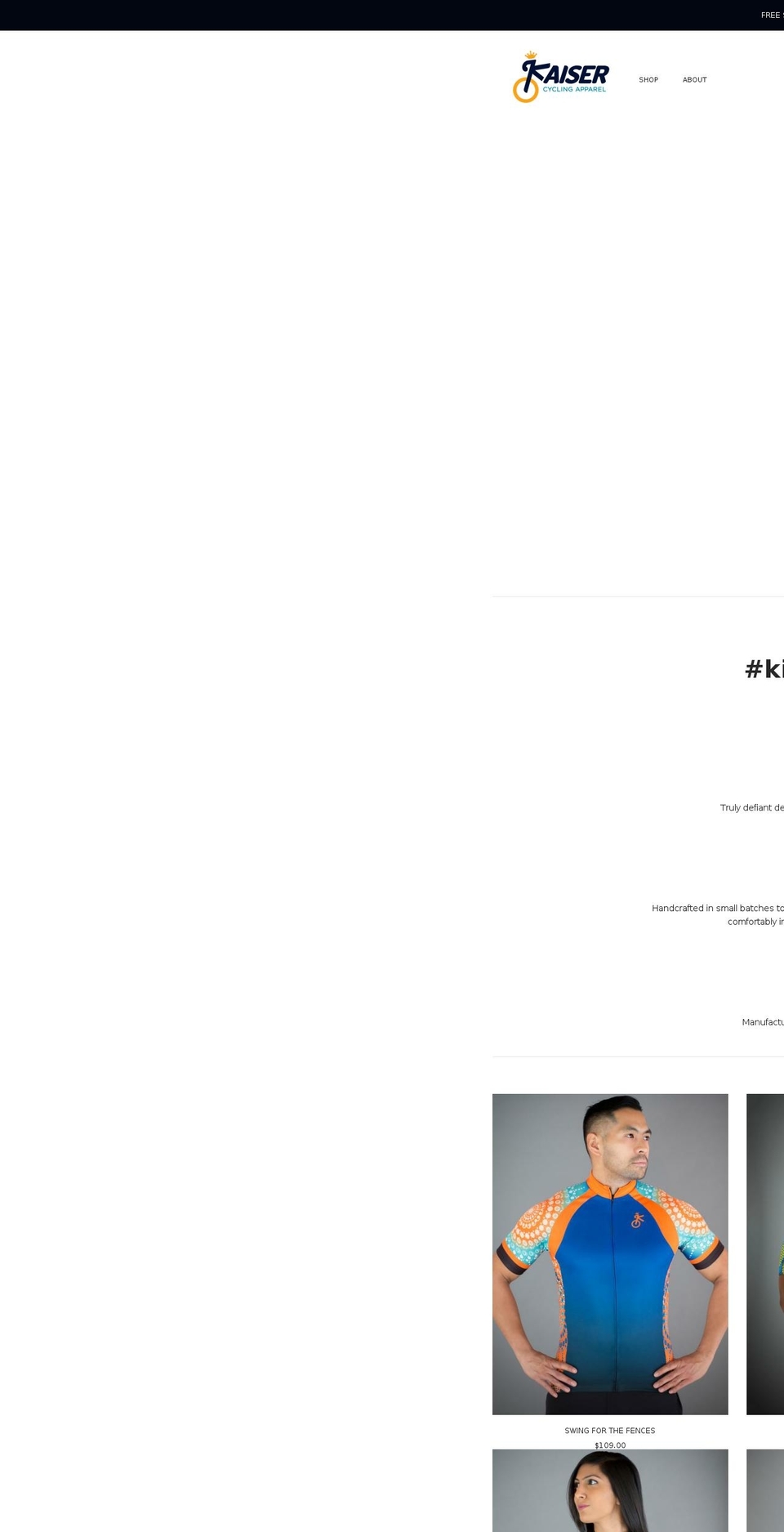 kaisercyclingapparel.com — Shopify storefront screenshot