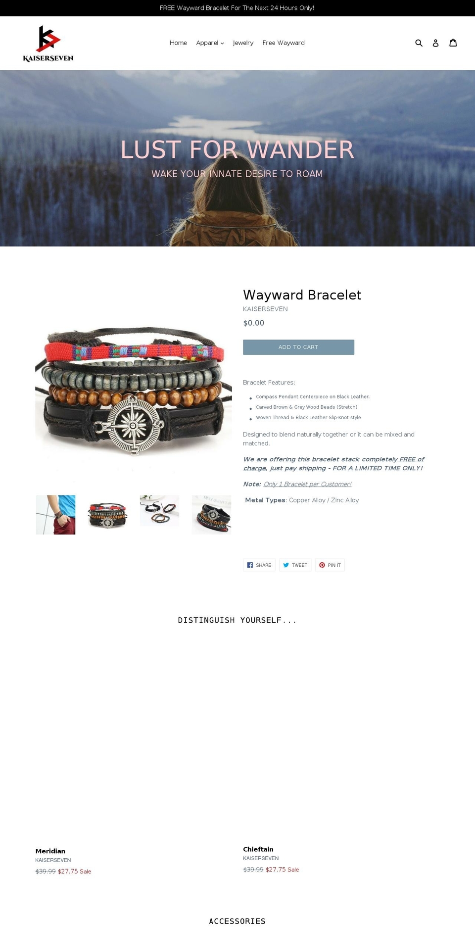 kaiserseven.com — Shopify storefront screenshot