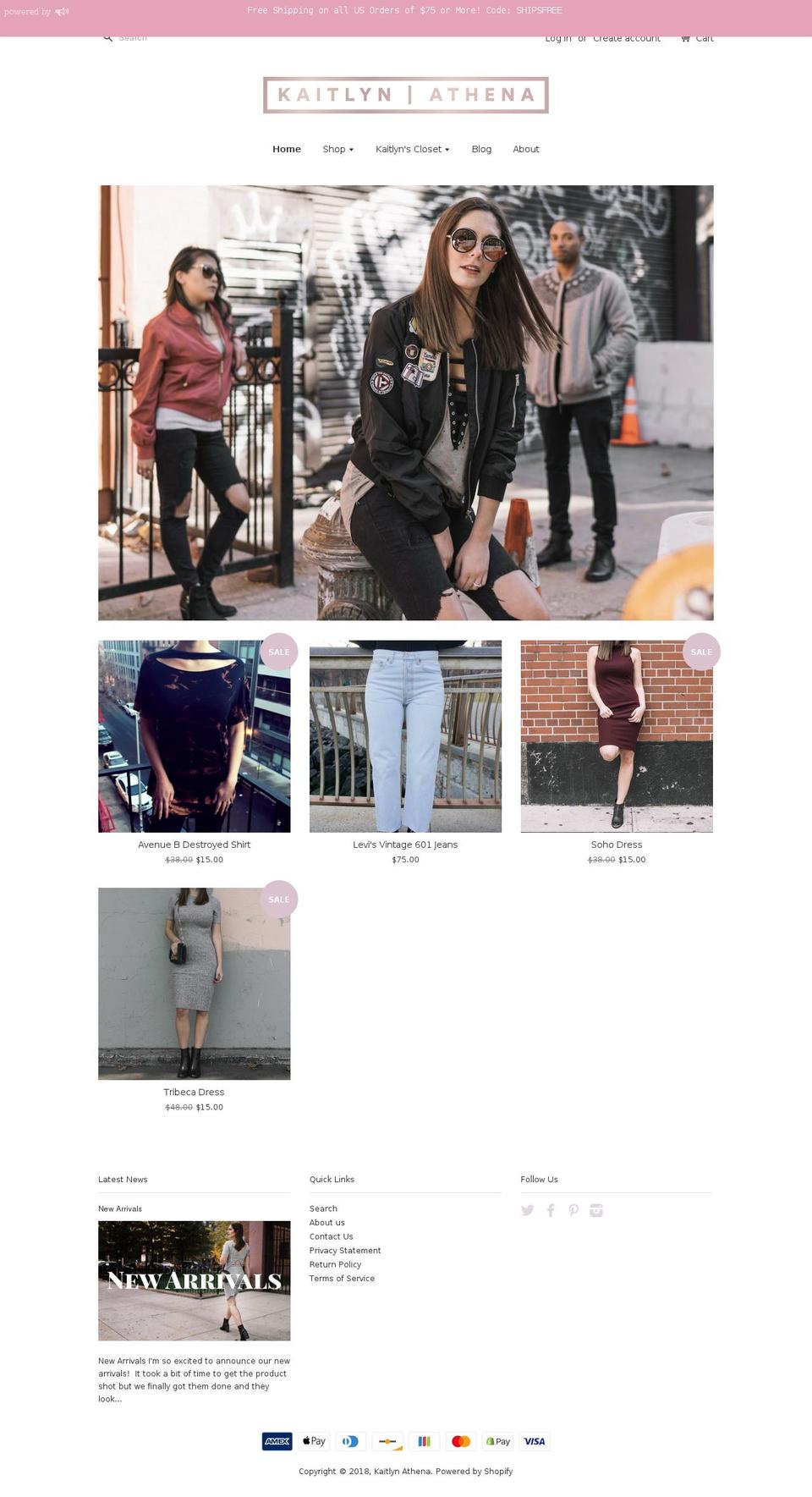 kaitlynathena.com shopify website screenshot