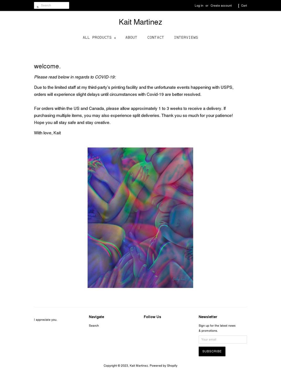 kaitmartinez.com shopify website screenshot