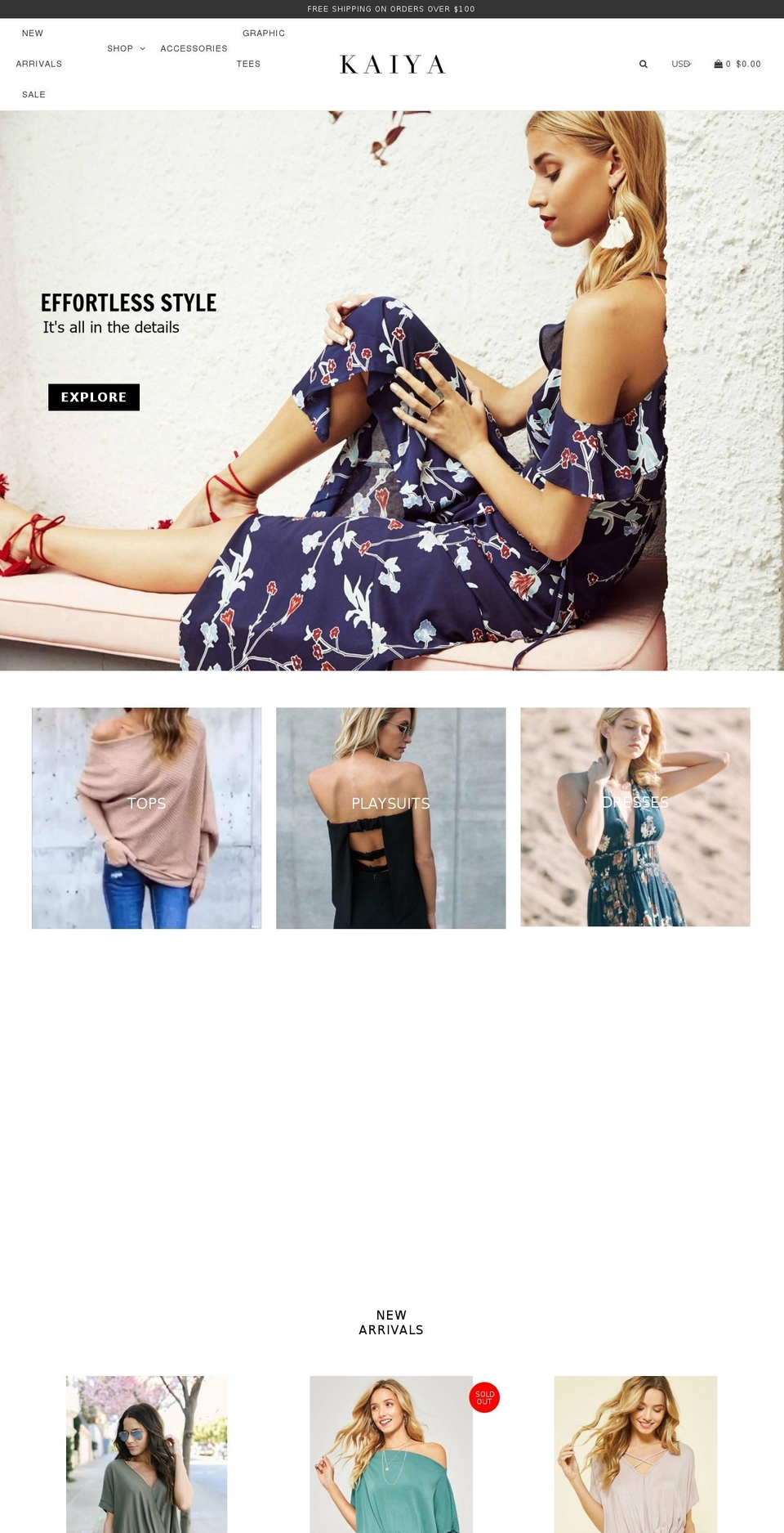 kaiyaboutique.com — Shopify storefront screenshot
