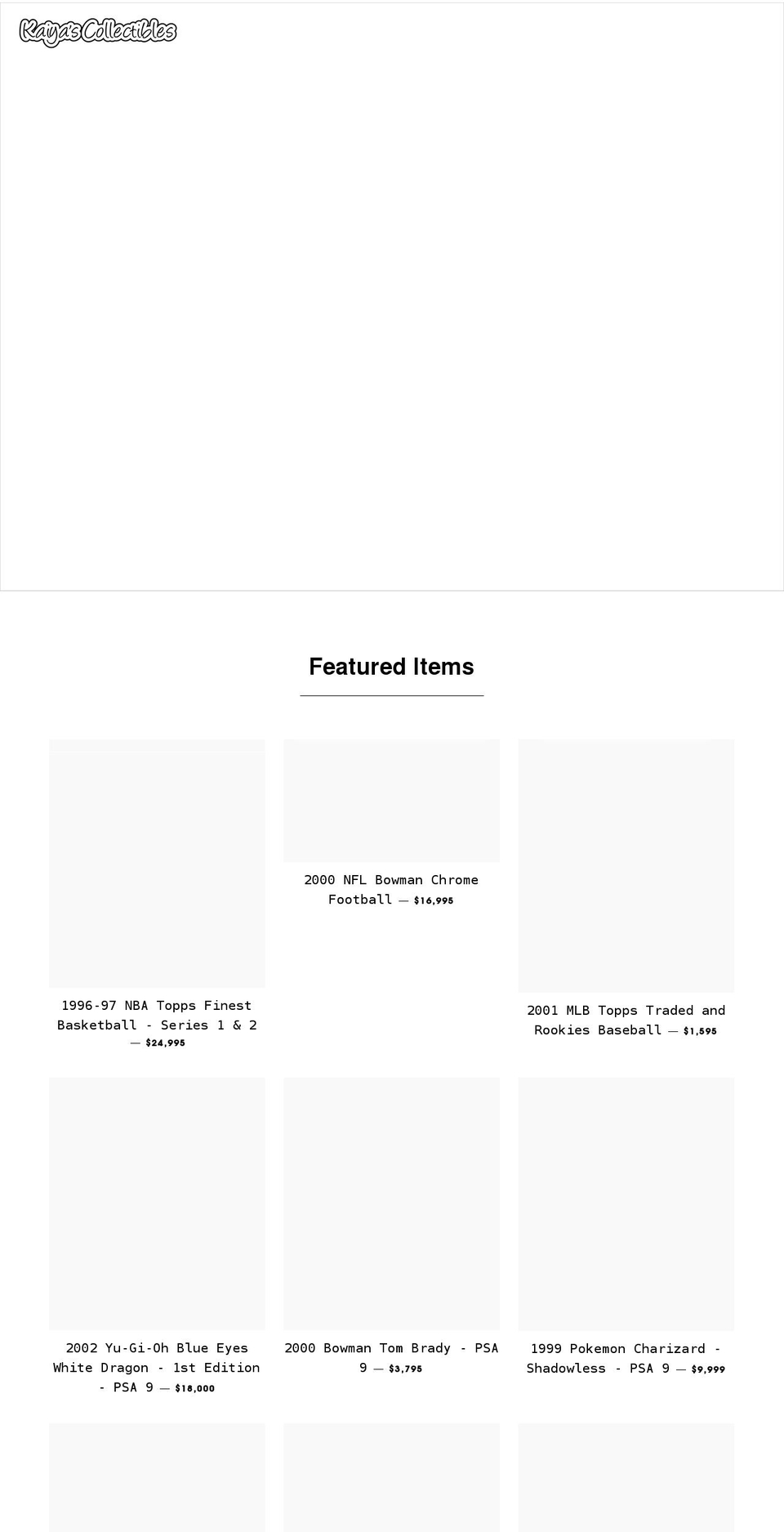 kaiyascollectibles.com shopify website screenshot