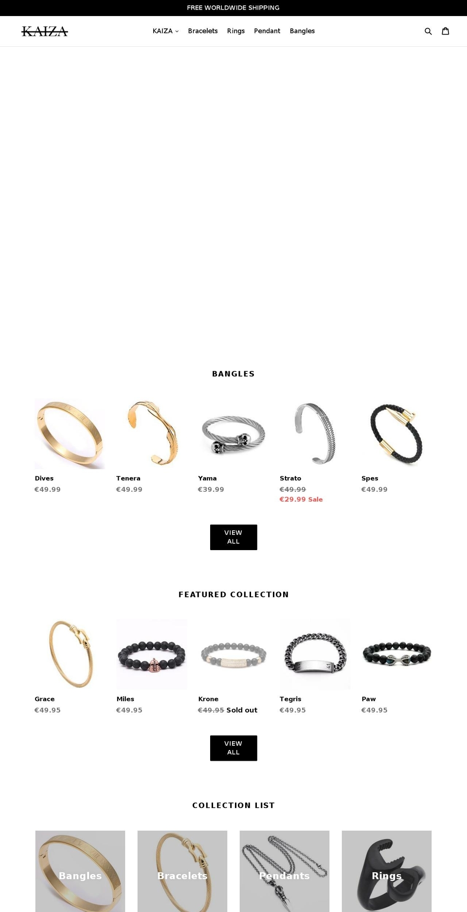 kaizadesign.com — Shopify storefront screenshot
