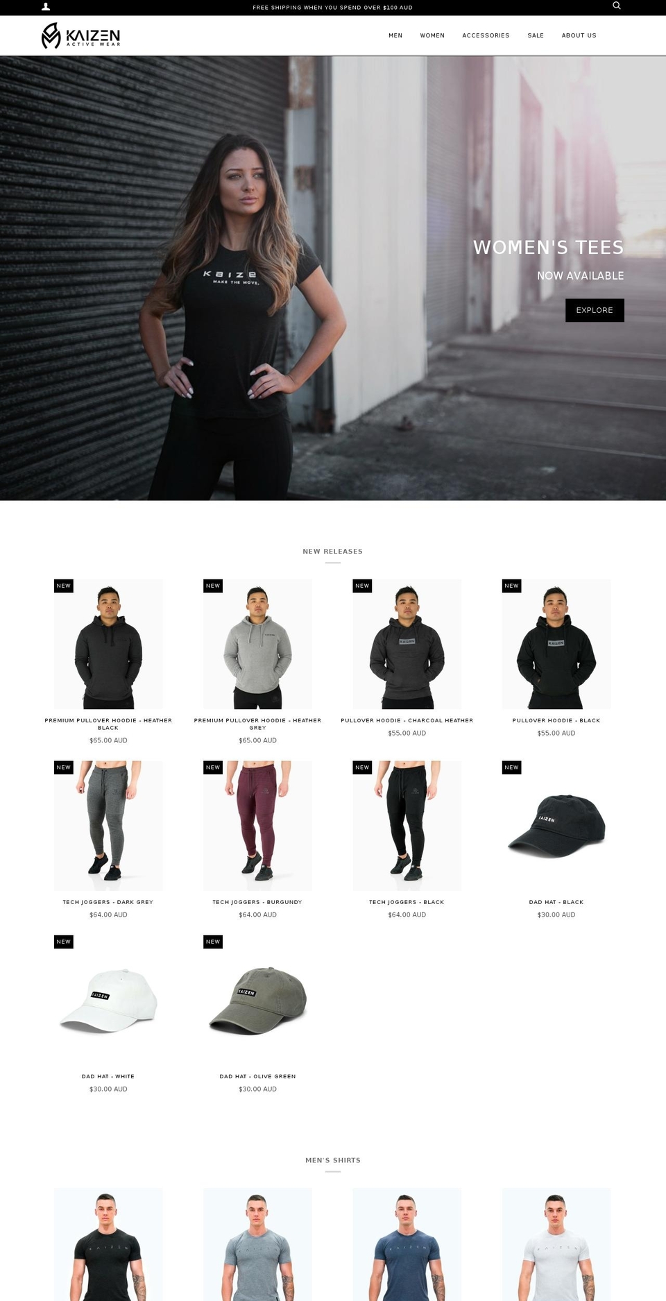 kaizenactivewear.com.au shopify website screenshot