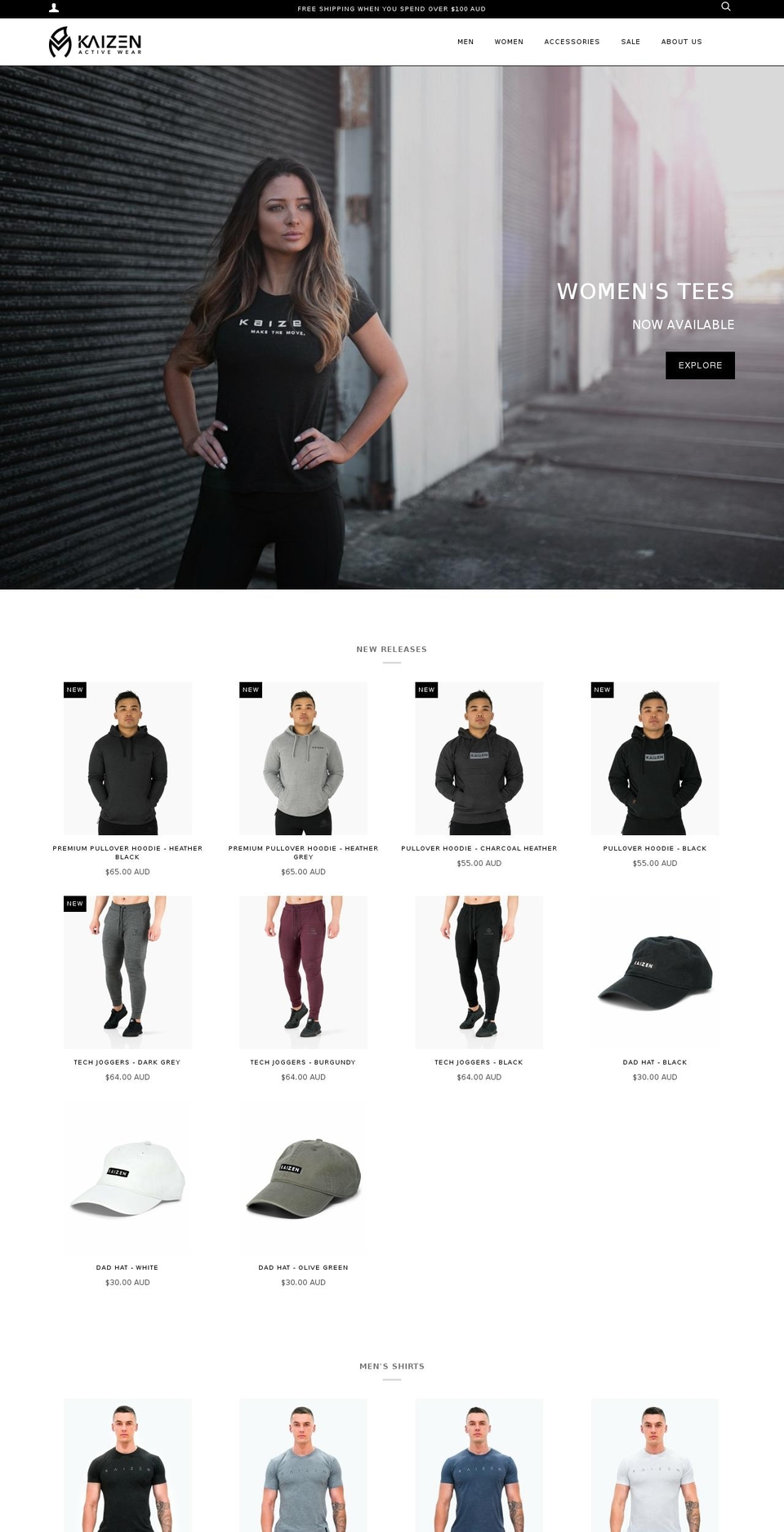 kaizenactivewear.com — Shopify storefront screenshot