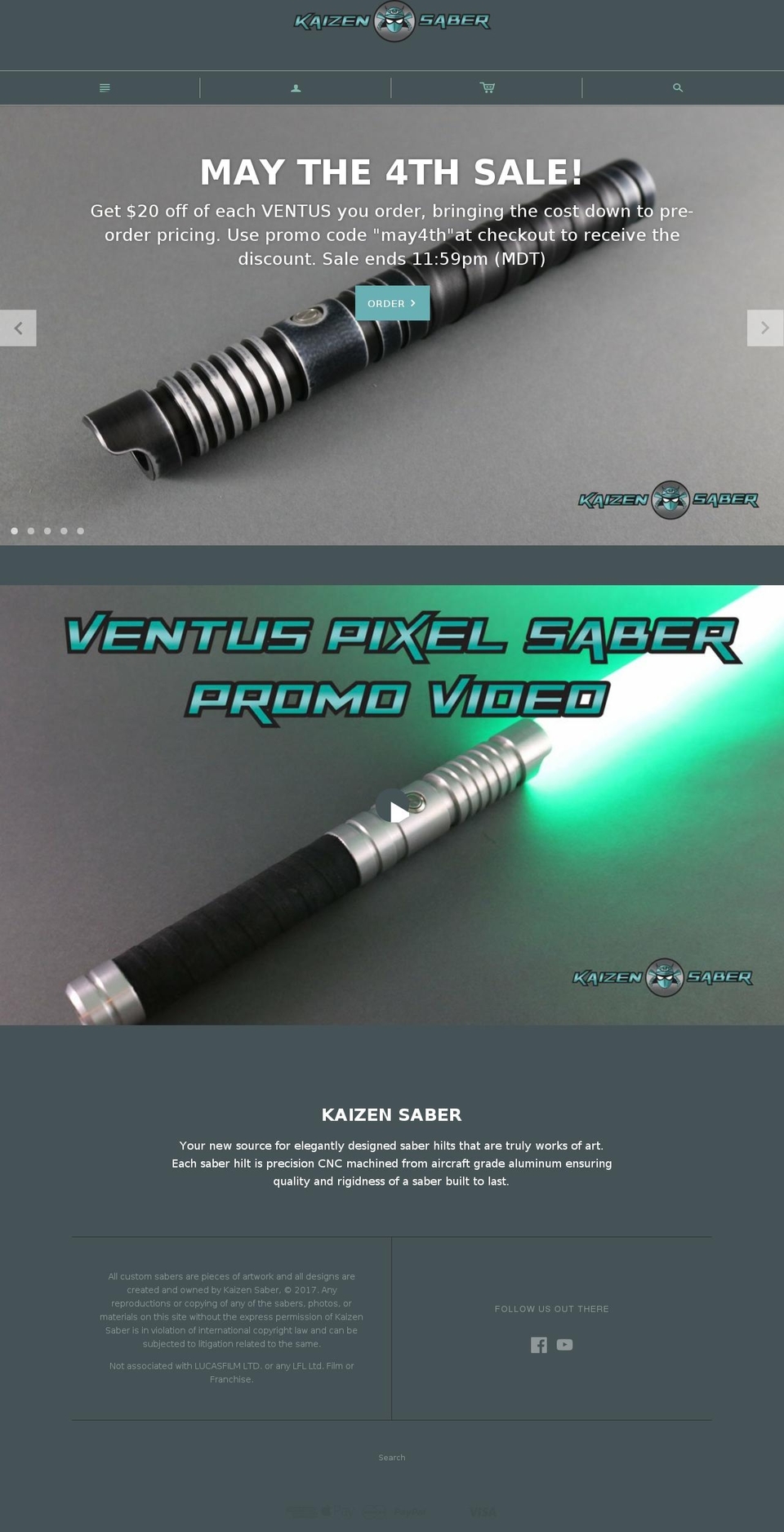kaizensaber.com shopify website screenshot